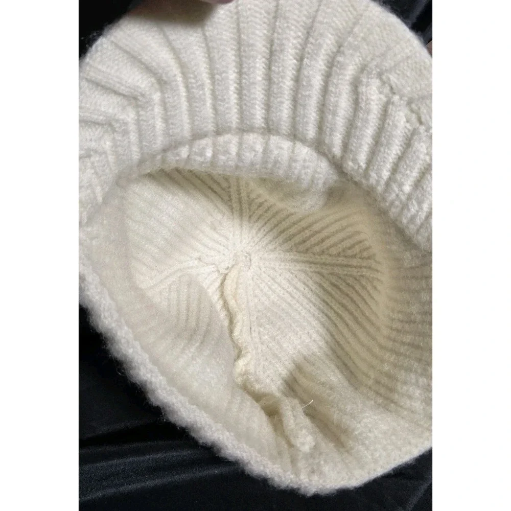 Golovejoy Brixton Ivory Knit Beanie Ribbed Cuff Warm Winter Hat Brim‎